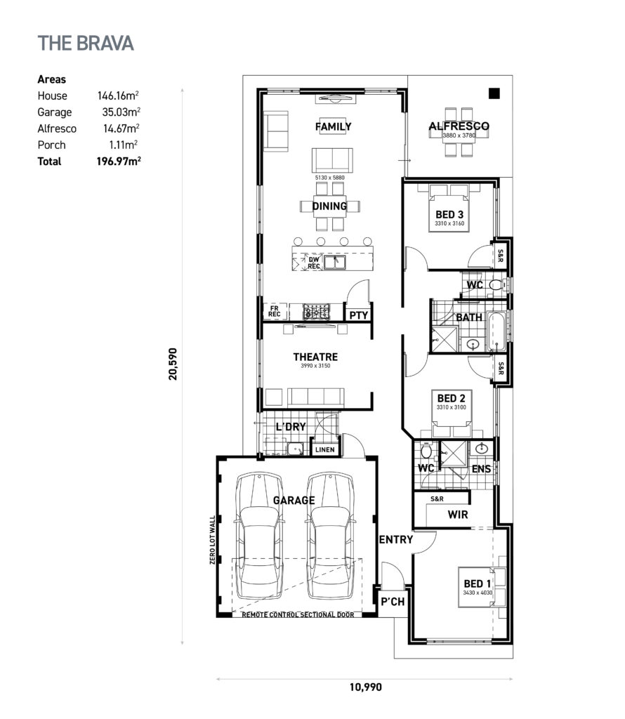The Brava floor plan - 3 bedroom 2 bathroom home design (196.97m²) by Ideal Homes